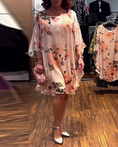 Printed Batwing Sleeve Dress