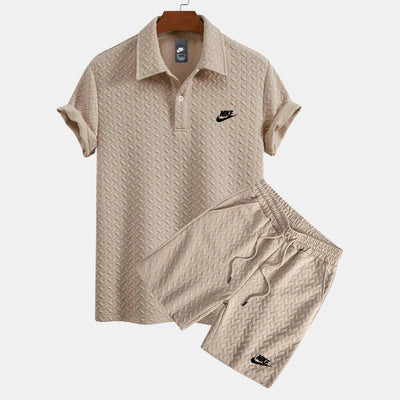 Textured Polo and Shorts Set - CLEARANCE SALE