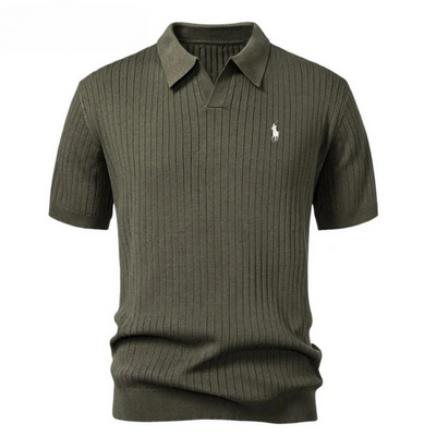 MEN'S Polo  in knitted V-neck with stripes