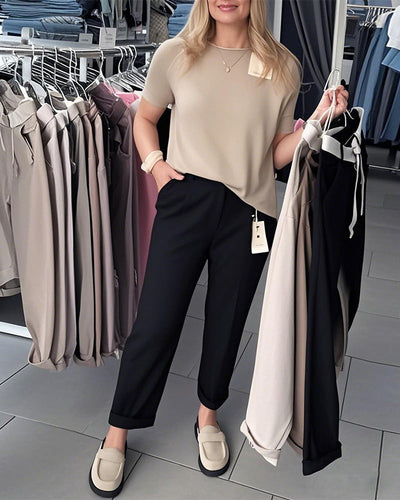 Solid Color Relaxed Straight Pants