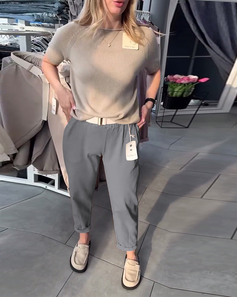 Solid Color Relaxed Straight Pants
