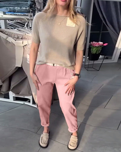 Solid Color Relaxed Straight Pants