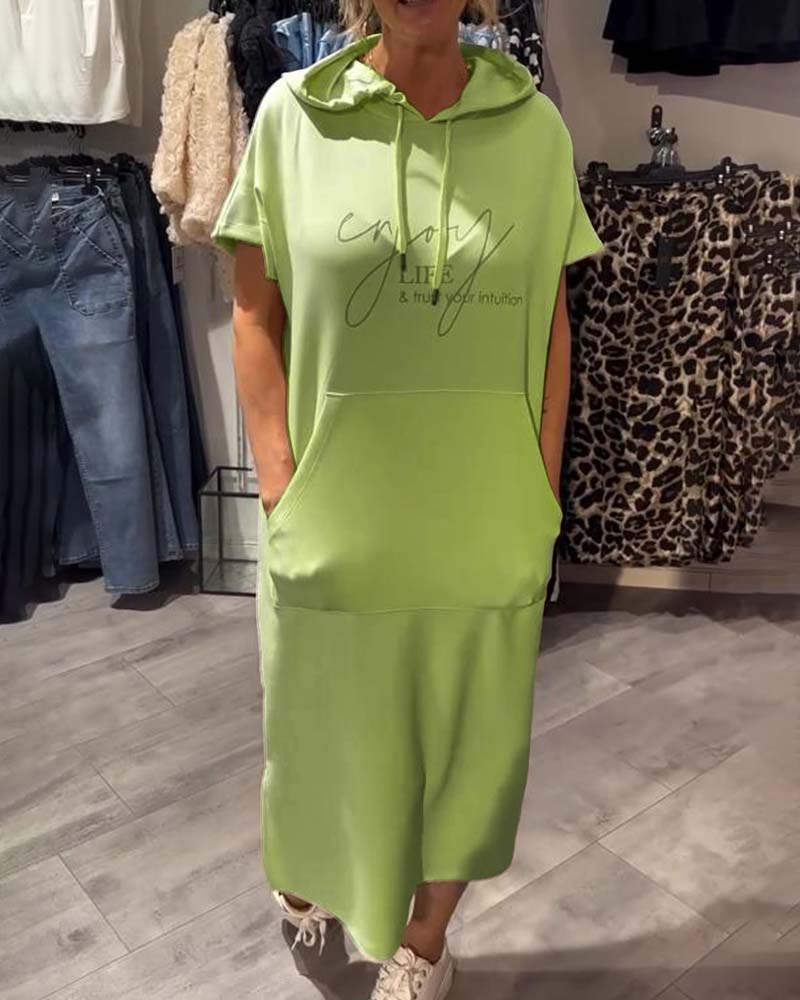 Casual Hooded Dress with Drawstring