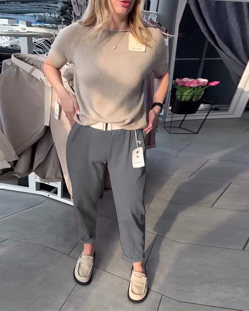 Solid Color Relaxed Straight Pants