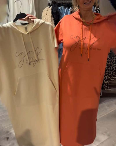 Casual Hooded Dress with Drawstring