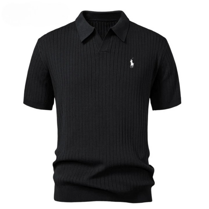 MEN'S Polo  in knitted V-neck with stripes