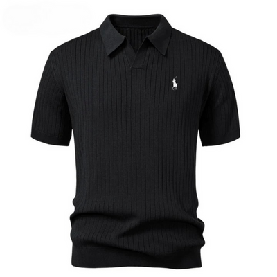 MEN'S Polo  in knitted V-neck with stripes