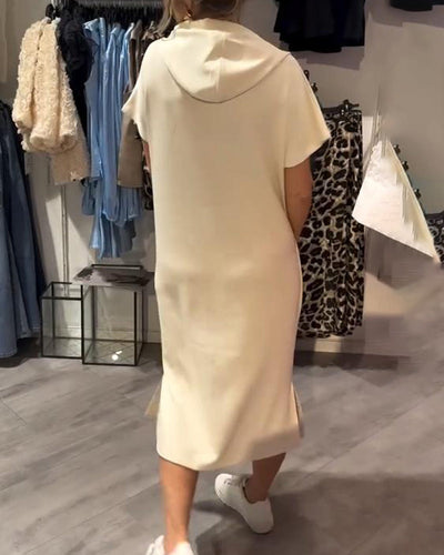 Casual Hooded Dress with Drawstring
