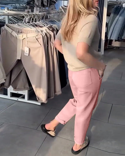 Solid Color Relaxed Straight Pants