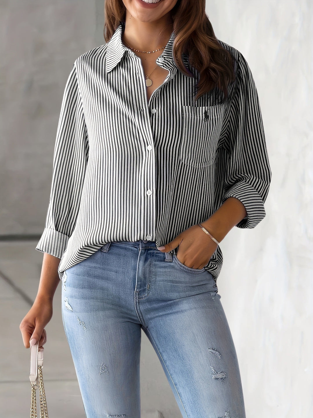 Chic Striped Long Sleeve Shirt - CLEARANCE SALE