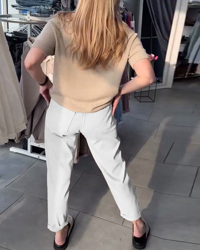 Solid Color Relaxed Straight Pants