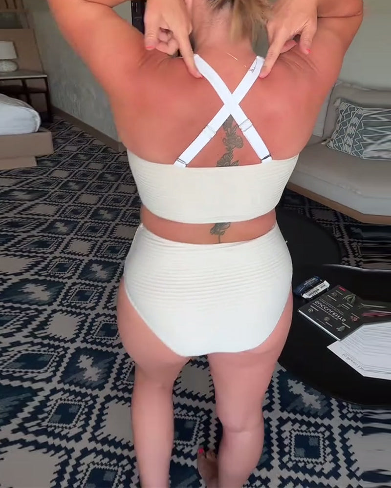 Casual Solid Color Triangle Bikini