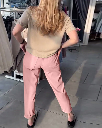 Solid Color Relaxed Straight Pants