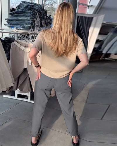 Solid Color Relaxed Straight Pants