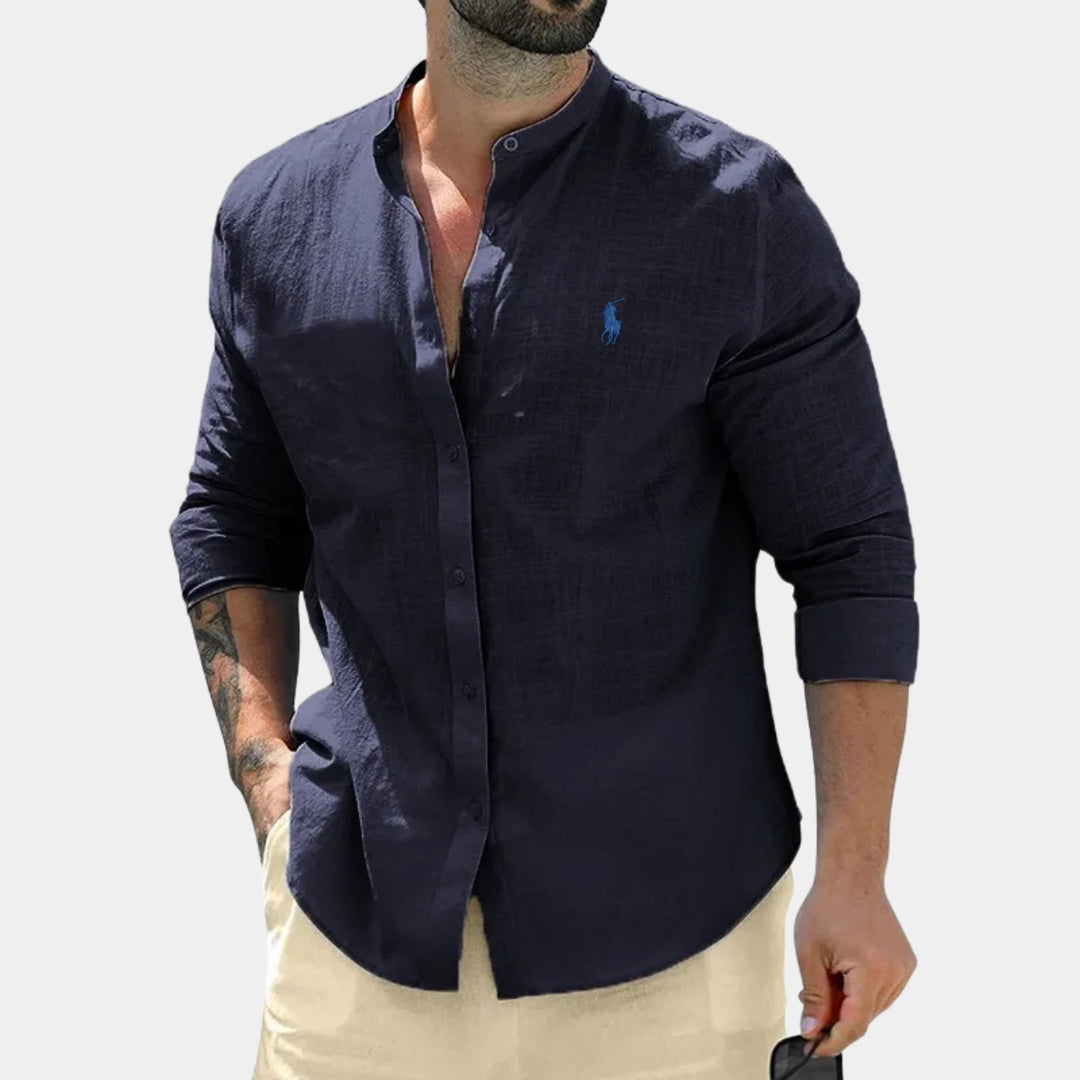 Elegant Mandarin Collar Shirt - CLEARANCE PRICE