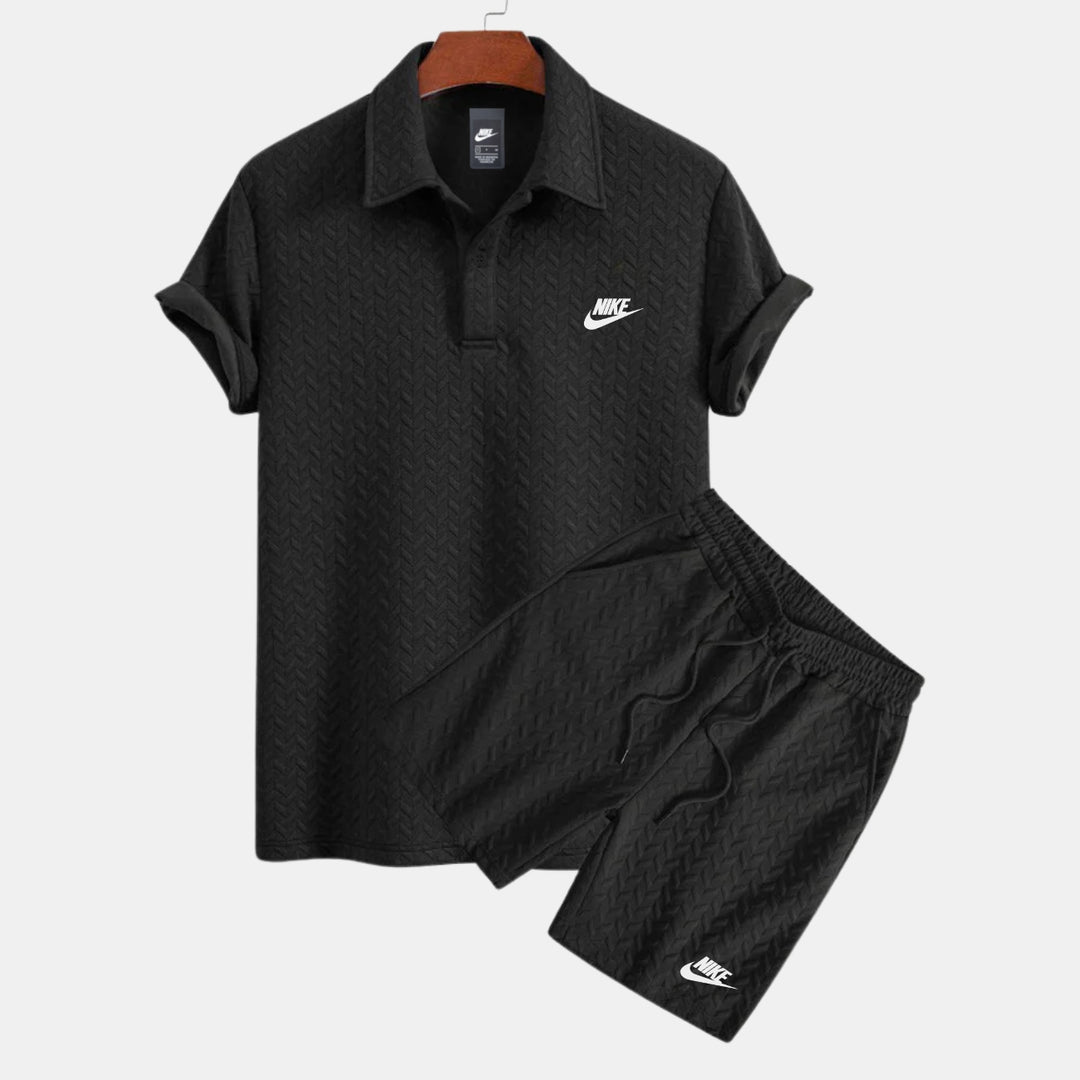 Textured Polo and Shorts Set - CLEARANCE SALE