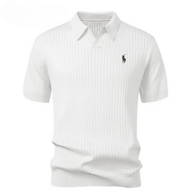 MEN'S Polo  in knitted V-neck with stripes
