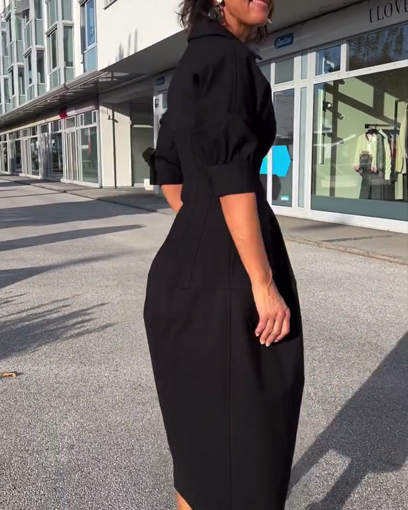 Casual dress with a solid color design