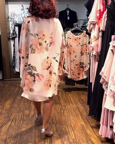 Printed Batwing Sleeve Dress