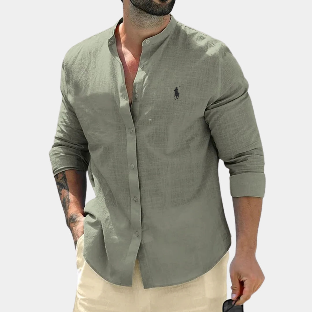 Elegant Mandarin Collar Shirt - CLEARANCE PRICE