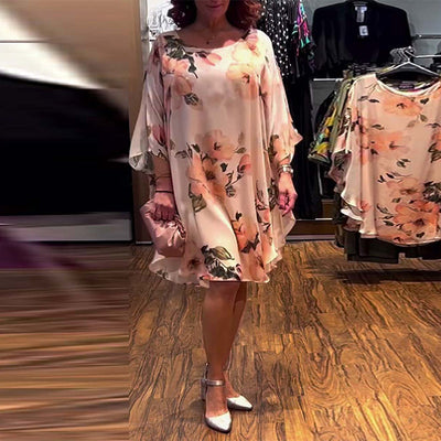 Printed Batwing Sleeve Dress
