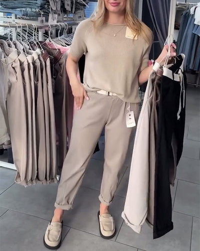 Solid Color Relaxed Straight Pants