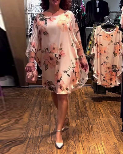 Printed Batwing Sleeve Dress